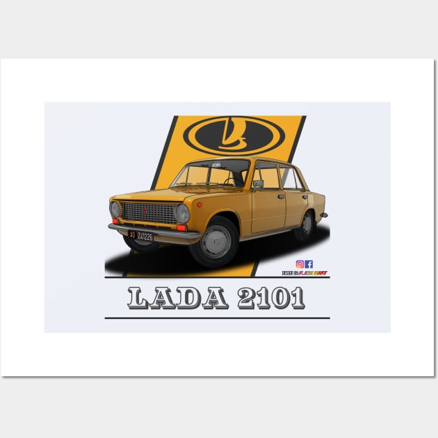 Lada 2101 1970 Yellow Wall Art by PjesusArt